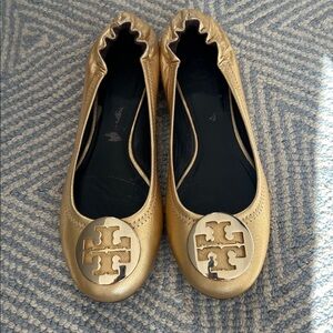 Tory Burch Gold Ballet Flats